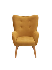 modern furniture, interior, home design in minimal style. orange fabric armchair