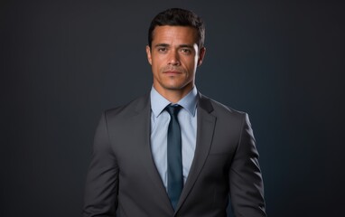 Handsome Young Professional in Grey Suit