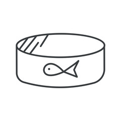 Element of pets themed set. A jar of fish food with an attractive label is the central image of this black line style illustration. Vector illustration.