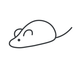 Element of pets themed set. A cute mouse depicted in black outline illustration shows that pets can be diverse. Vector illustration.