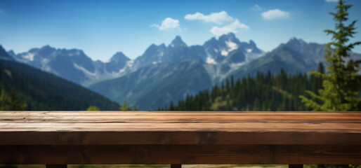table with a nature background for healthy an outdoor products.
