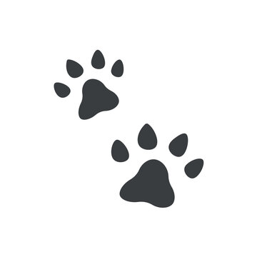 Element of pets themed set. Cute black cat paw prints add mystery to the illustration and hint at the importance of pets in human life. Vector illustration.