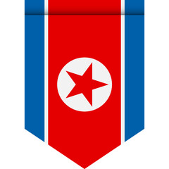 North Korea flag or pennant isolated on white background. Pennant flag icon.