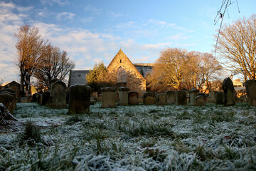 The Auld Kirk Church and Churchyard in Ayr Scotland on a Winter Morning - 688595495