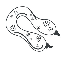 Element of pregnancy themed set. This contour-style picture shows a special pillow for pregnant women, which, thanks to its shape, improves the sleep of future mothers. Vector illustration.