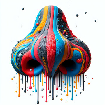 nariz de pintura y gotas de colores