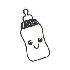 Element of pregnancy themed set. The baby milk bottle is depicted in a cute outline style to encourage babies to eat. Vector illustration.