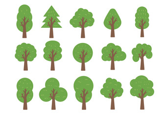 フラットな色々な木の素材 可愛い　お洒落　バリエーション　複数　