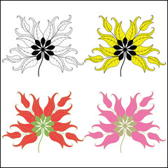 Fototapeta na wymiar set of flowers, Flowers vector element, Flower vector for embroidery Design