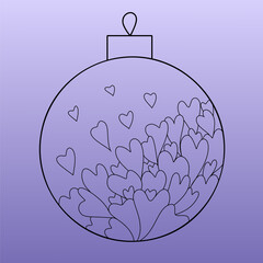 line art drawing of a Christmas ball, toy on the spruce for coloring