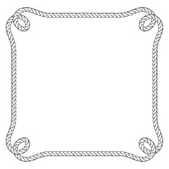 Marine style square rope frame with loops in corners, nautical towline border, vector © gomixer