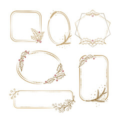 Vintage style frames set with a Christmas floral decoration