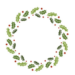 Vector Christmas holly round frame on a white background.