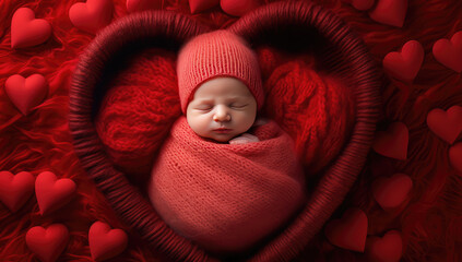 newborn baby's photo baby and valentine's day