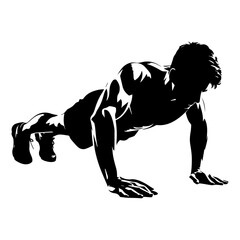 A man Pushup vector silhouette illustration, gym vector silhouette