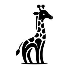 Giraffe vector logo illustration black color, Giraffe vector silhouette Isolated white background