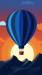 Fototapeta na wymiar Blue Hot Air Balloon Adventure in the Blue Sky. Generative AI