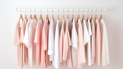 Feminine clothes in pastel pink color