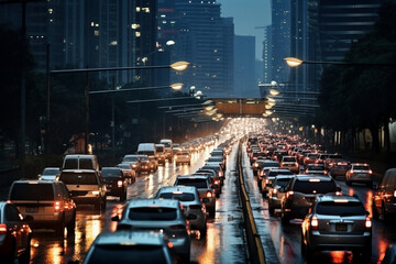 Fototapeta na wymiar Cars and traffic jam in the city