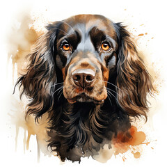 watercolor English Cocker Spaniel clipart, Generative Ai