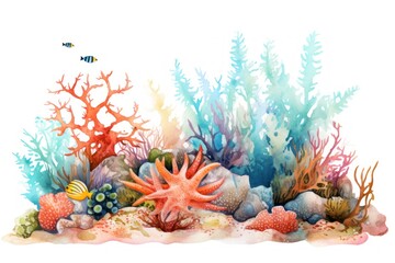 Under the sea colorful illustration, generative ai