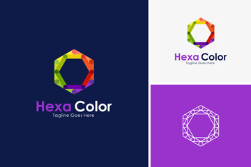 Colorful hexagon icon logo vector design concept, creative hexagon logo design template