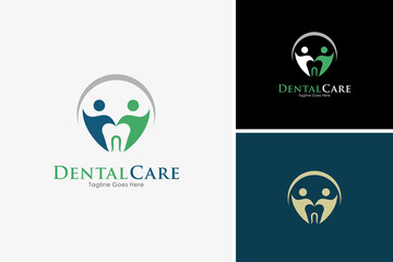 Dental care logo, tooth medical healthcare icon logo design vector template