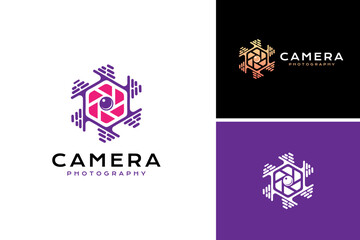 Colorful fast shot icon logo design vector, camera logo design template