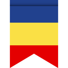Romania flag or pennant isolated on white background. Pennant flag icon.
