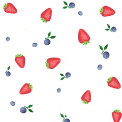 pattern with strawberries and blue berry
