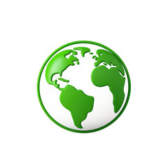 Green earth planet concept icon on white or transparent background, png