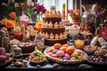 easter buffet cupcakes and more - obrazy, fototapety, plakaty