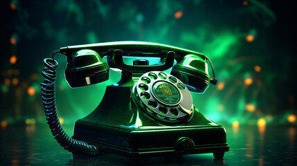 Green retro telephone