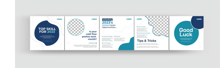  Instagram carousel template for top skills now, Set of editable social media instagram carousel post for career guideline, coaches and instructor © thedesignsource