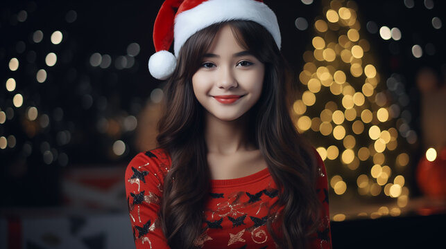 Cute girl pictures in Christmas atmosphere