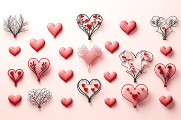 Creative hearts, postcard design for Valentine's Day.