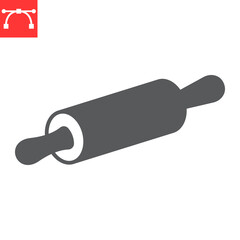 Rolling pin glyph icon, kitchen and kitchenware, rolling pin vector icon, vector graphics, editable stroke solid sign, eps 10
