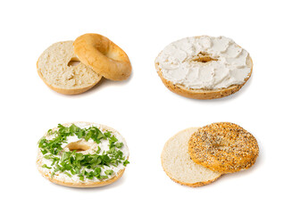 Bagel, Round Bread Bun, Wheat Bakery with Grains And Seeds for Breakfast, Plain Circle Bagel Bread