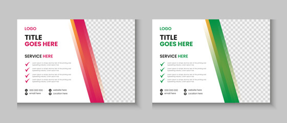 Horizontal flyer, cover letter layout, brochure, annual report, letterhead, company profile, magazine, postcard, business presentation template design