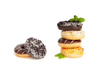 Chocolate Doughnuts Isolated, Brown Donuts
