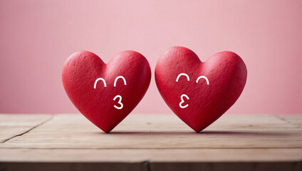 Valentines day kiss emoji symbol - obrazy, fototapety, plakaty