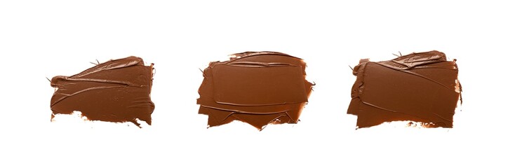 Chocolate Smear Isolated, Melted Chocolate Texture on White Background, Chocolate Sauce Pattern