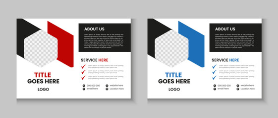 Horizontal flyer, cover letter layout, brochure, annual report, letterhead, company profile, magazine, postcard, business presentation template design