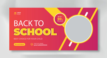 Naklejka premium Kids school education admission timeline cover layout and web banner template