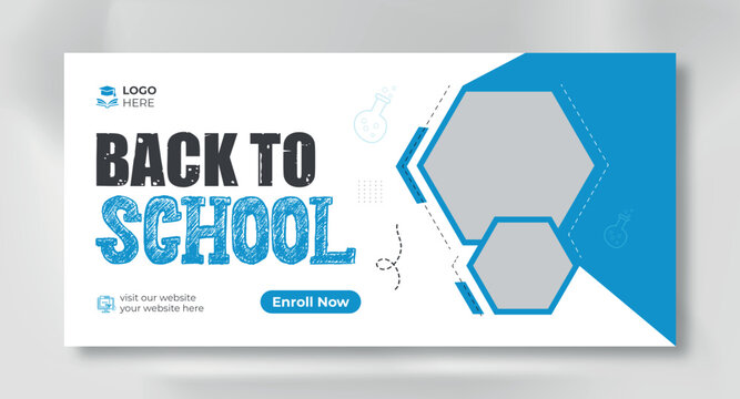 School admission facebook cover and web banner social media post template