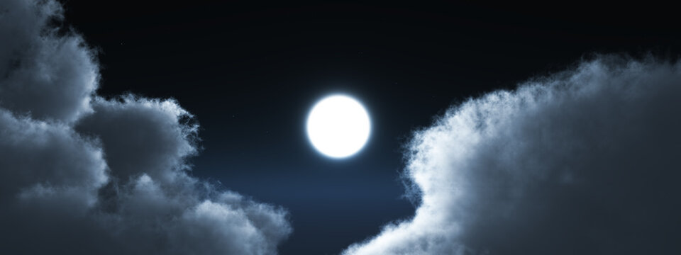 Nachthimmel mit Mond zwischen den Wolken