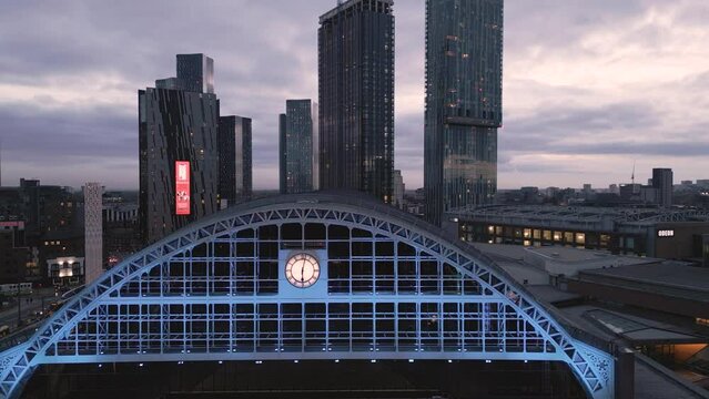 The Manchester Central Convention Centre, view at night, England