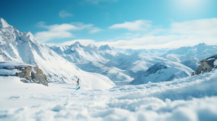snow covered mountains in winter - white cold mountain landscape