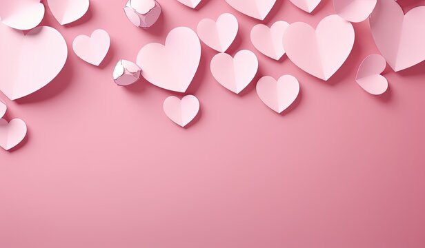 Pink hearts valentine background. Created with Ai