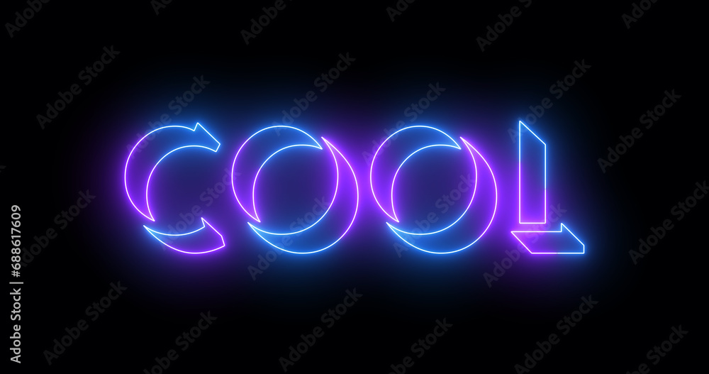 Fototapete Neon-colored Cold word text illustration with a glowing neon color moving outline on a dark background in high-resolution. Easy to use.